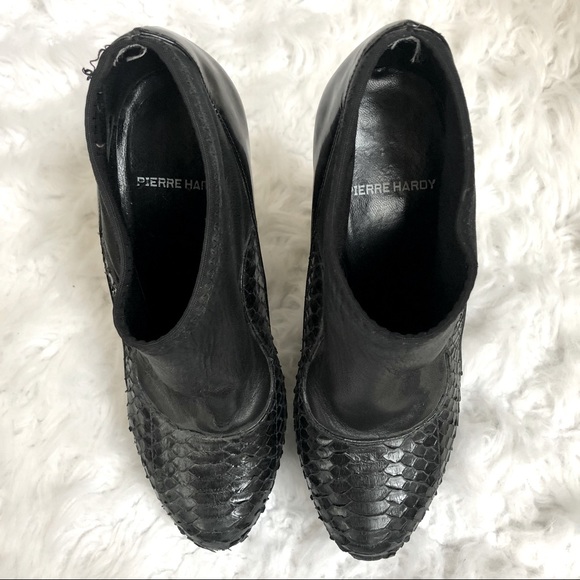 AUTHENTIC Pierre Hardy Black Snake Reptile Platform Ankle Booties 36.5 - Picture 2 of 5